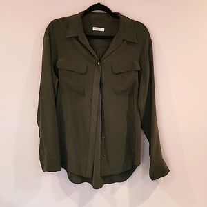Green silk EQUIPMENT blouse, M